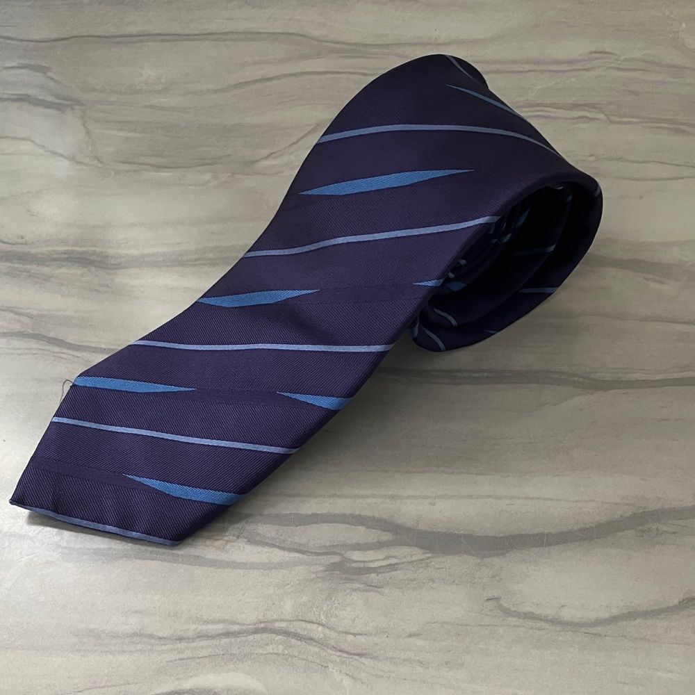 AUTOGRAPH Dark Blue and Light Blue Patterned Tie